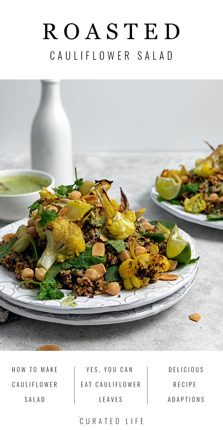 This Roasted Cauliflower Salad with Chickpeas combines delicately smoked quinoa and a Creamy Coconut, Lime and Cilantro Dressing. 

#cauliflower #salad #roasted #chickpeas #recipe #quinoa #healthy #cold #vegan #warm #creamy 