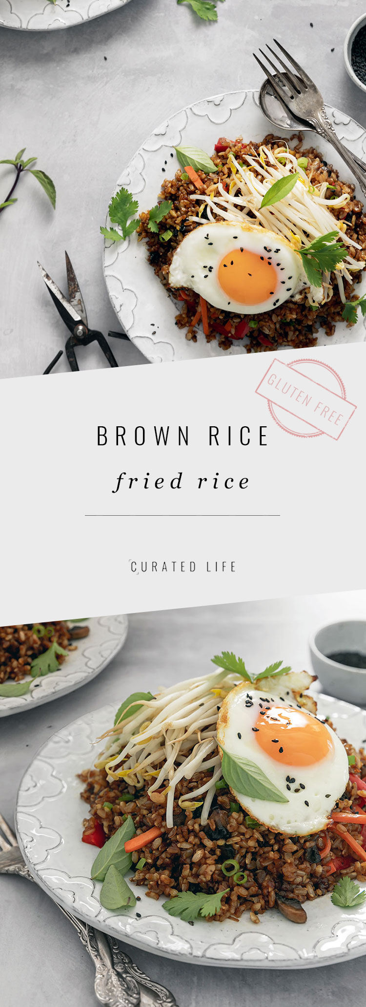 Packed with vegetables, this healthy Brown Rice Fried Rice is easy to prepare making it a perfect vegetarian weeknight meal! Gluten Free + easily adaptable to be vegan.

#fried #rice #recipe #vegetarian #vegan #gluten-free #easy #egg #vegetable #veggie #how-to-make #homemade 